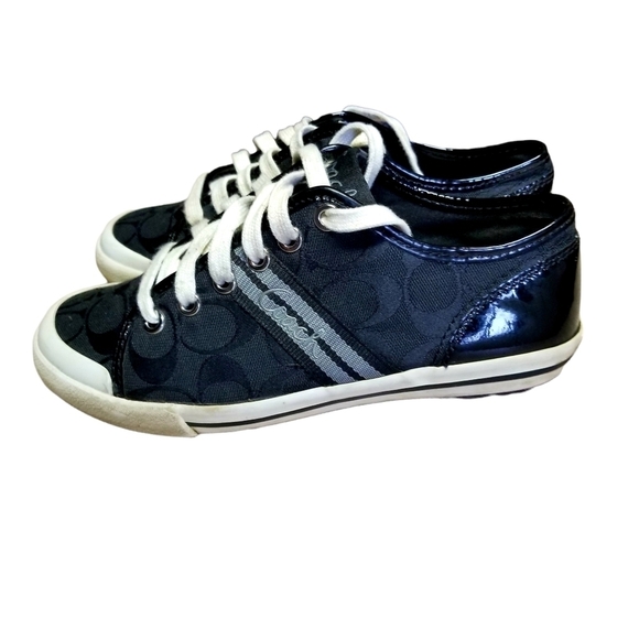 Coach Folly Signature Monogram Black and Silver Sneakers Size 6 - Picture 1 of 11